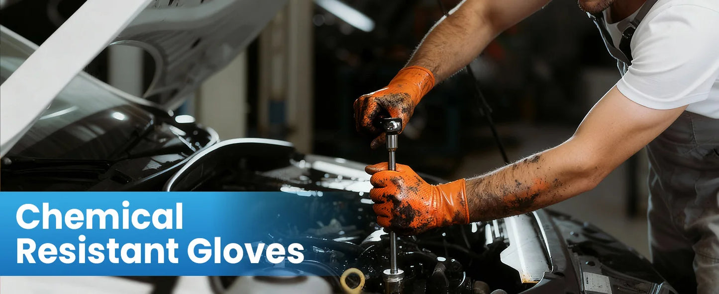 Heavy Orange Disposable Nitrile Extra Thick Gloves 8.5 Mil -Powder-Free Puncture-Resistant Protection-Diamond-Texture Work Glove