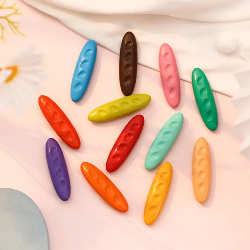 12/24/36 Colors Children Do Not Dirty Hands Plastic Crayon Set Creative Painting Tools Peanut Shaped Washable Erasable