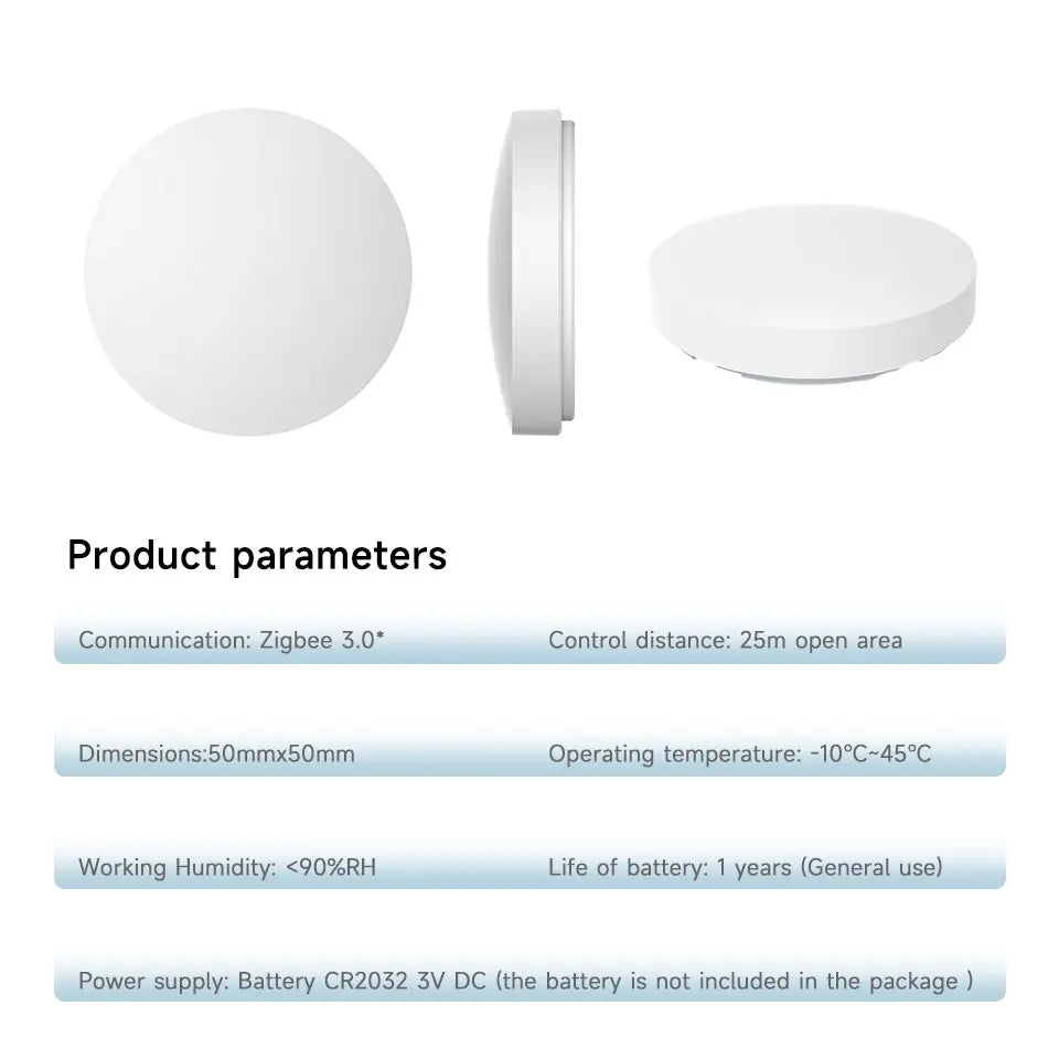 Tuya Zigbee Smart Push Button Wireless Switch Include Battery Remote Control Automation Scenario Switch Work with Zigbee Gateway