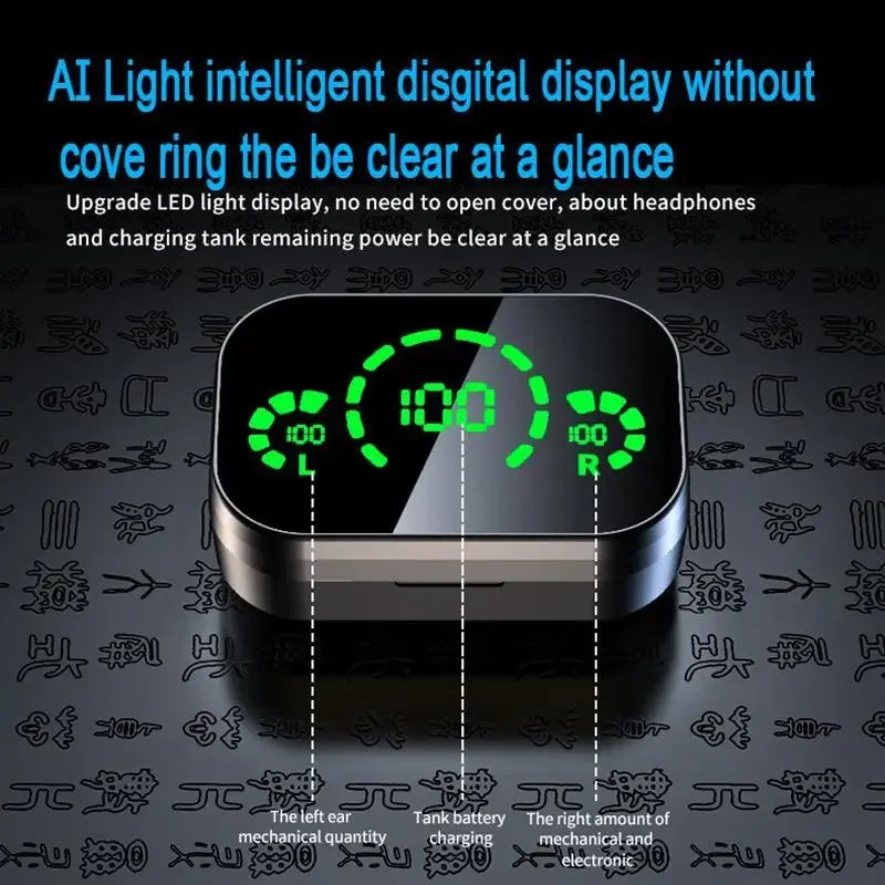 Original YD03 TWS Earphone Flashlight Wireless Headset 9D Noise Reduction New 5.2 Bluetooth Headphone With LED Power Display