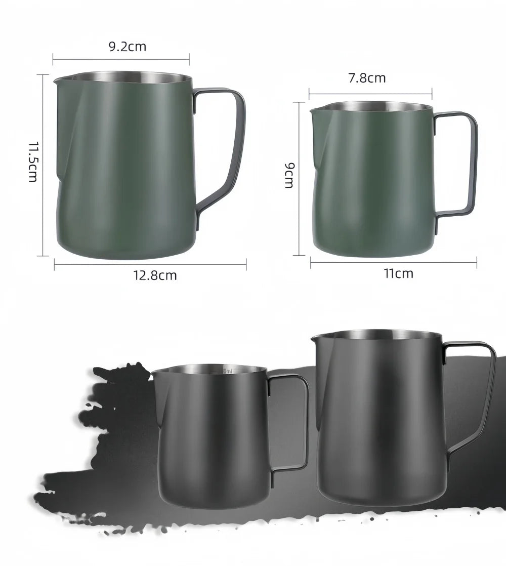 350/600ML Coffee Milk Frothing Pitcher Jug 304 Stainless Steel Precise Scale High Quality Latte Barista Professional CafeUtensil
