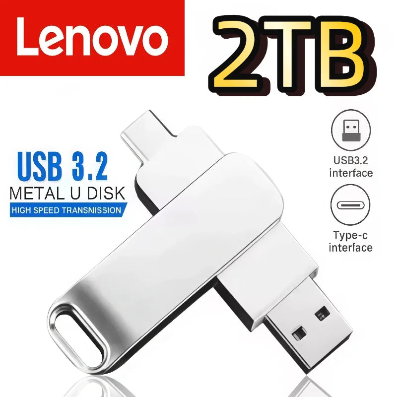 Lenovo USB 3.2 Flash Drives High Speed Transfer 16TB Metal Pendrive Memory Card Pendrive Flash Disk Memoria Waterproof Stick