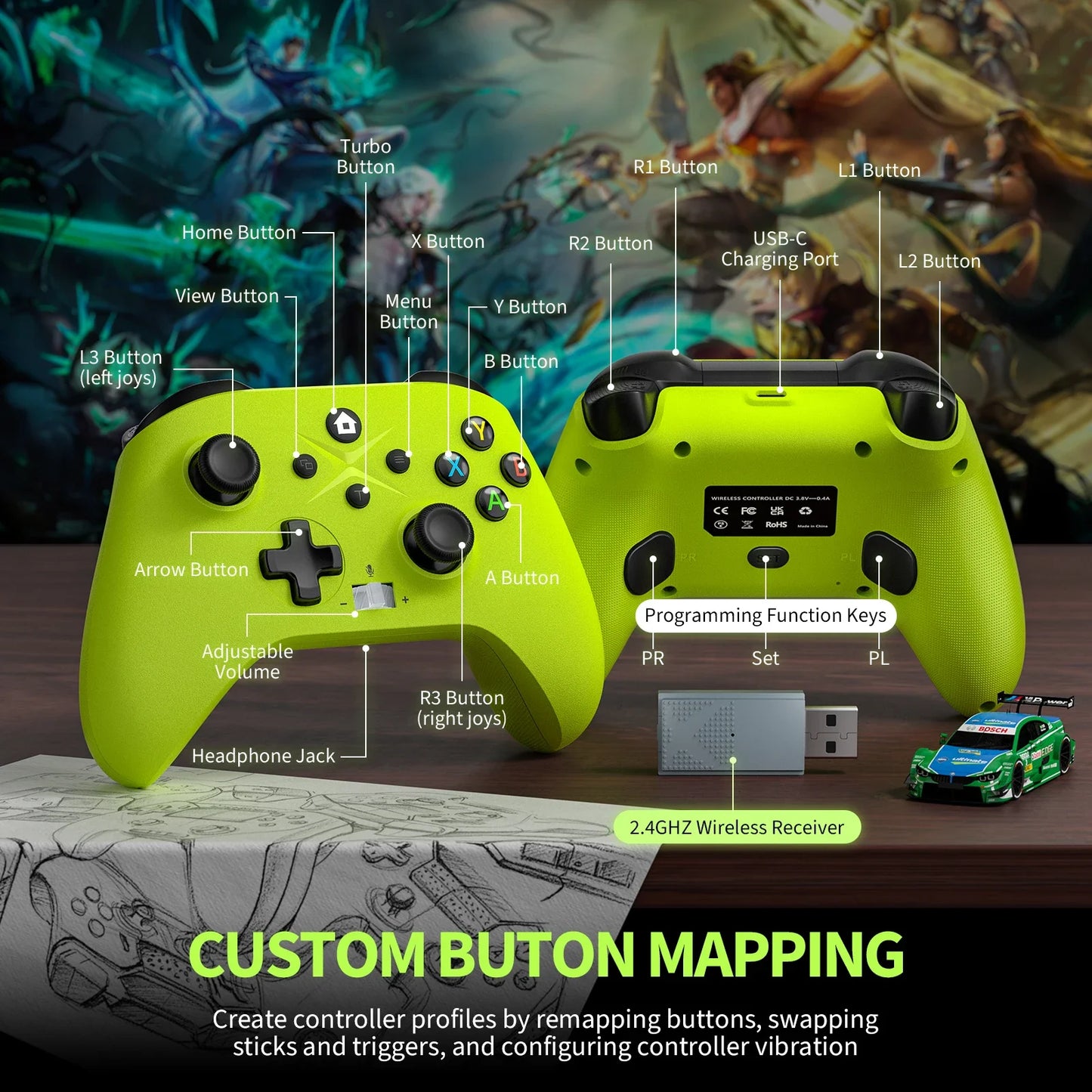 2.4G Wireless Gamepad For Xbox One Series X/S/PC/IOS//Steam 6 Axis Gyro Turbo Function Game Consoles XBOX Controller Joystick