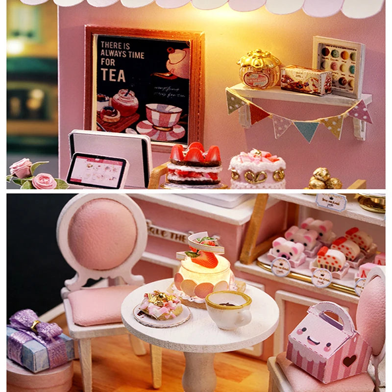 DIY Miniature Dollhouse Kit Assemble Puzzle 3D Wooden House Room Craft With Furniture LED Lights For Friends Birthday Gift Toys