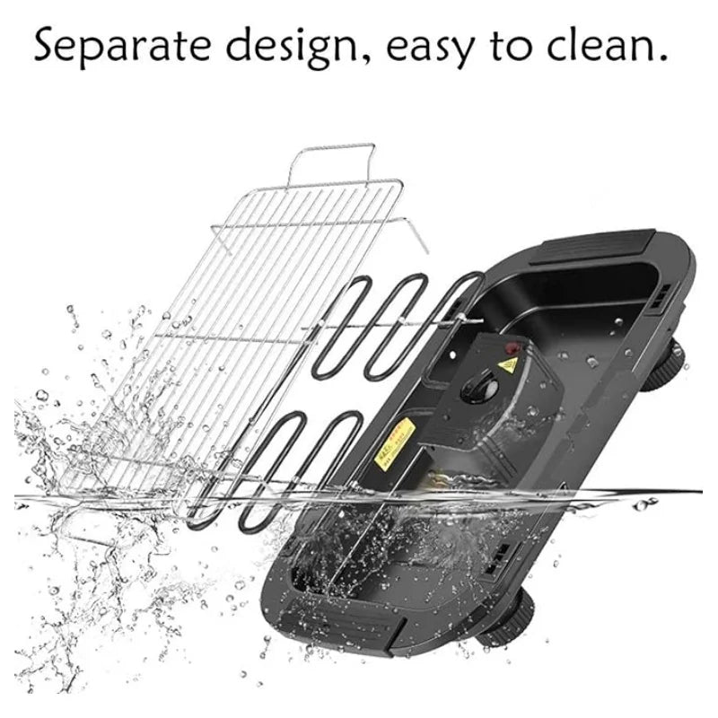 BBQ Electric Grill, Removable Grill Rack, 5 Adjustable Temperatures, Portable 1500 Watts, For Indoor/Outdoor/Camping
