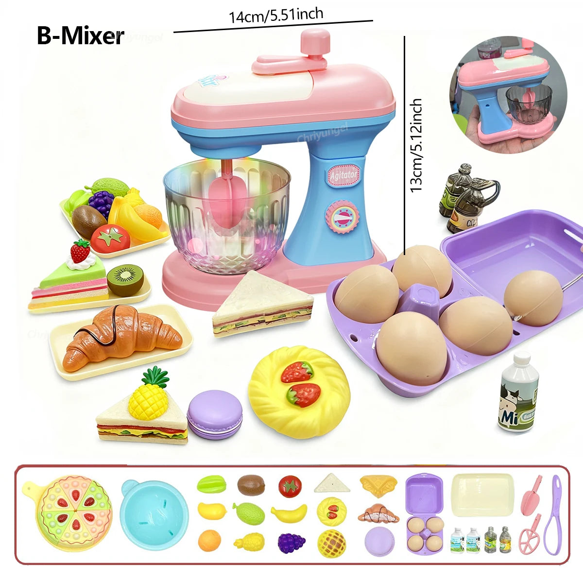 Pretend Play Toy Mini Kitchen Appliances Set for Toddlers Air Fryer Washing Mixer Educational Toys Gift for Kids Girls Boys