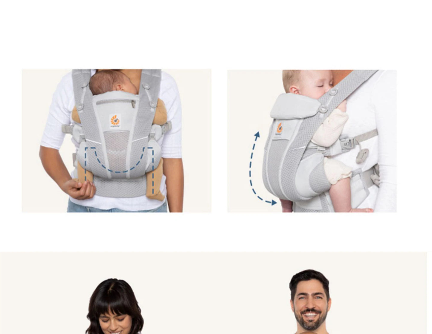Ergobaby All Carry Positions Breathable mesh baby carrier, enhancing lumbar support and airflow (7-45 pounds)