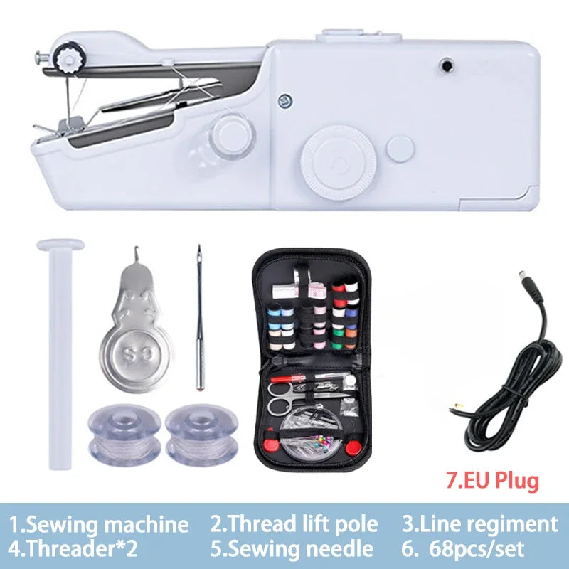Portable Sewing Machine Manual Handheld Rope-free Electric Quick Build DIY Apparel Supplies Arts Crafts Home Garden Mini