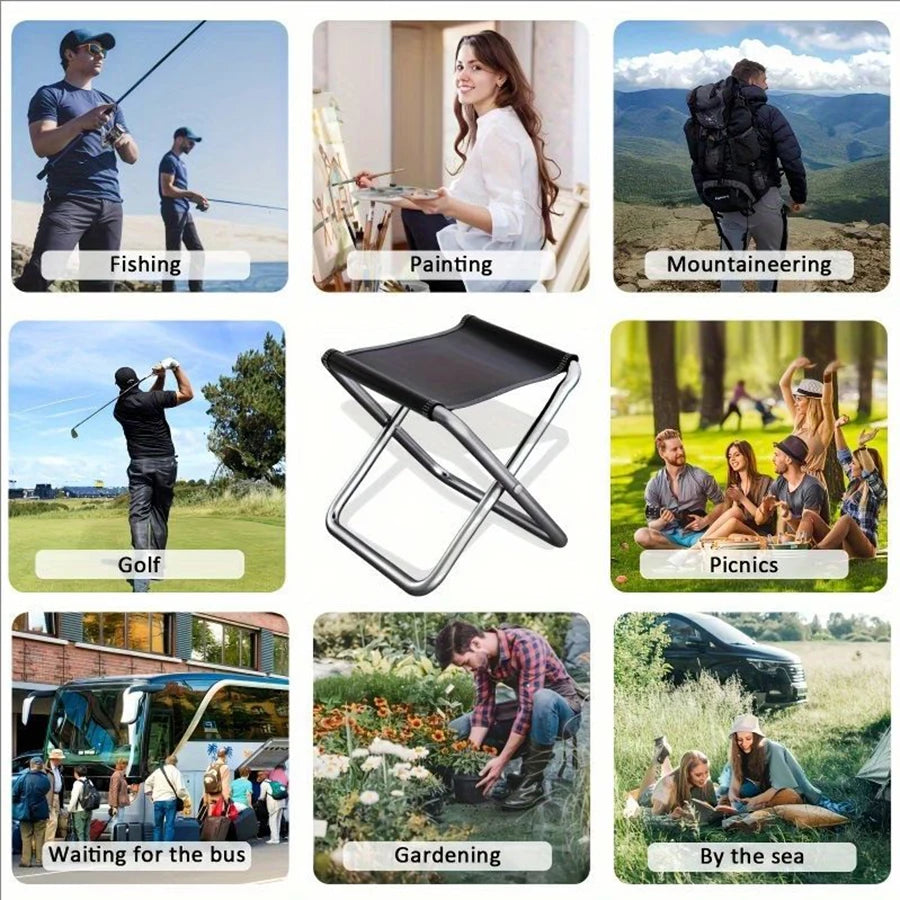 1pc Foldable Camping Stool Available In Both Large And Small Sizes, Suitable For Portable Use In Picnics, Beaches, And Gardens,