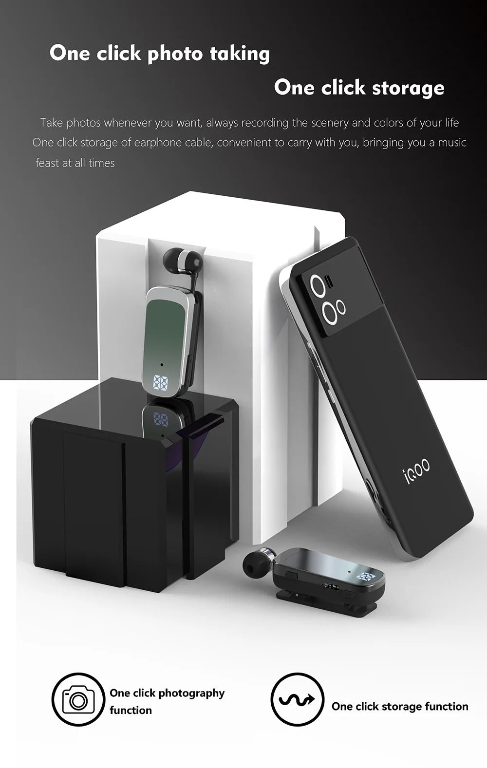 K65 20 Hours Work Time Mini Wireless Bluetooth Headset handsfree Call Remind Vibration Sport Clip Driver Earphone F920 K55 F580