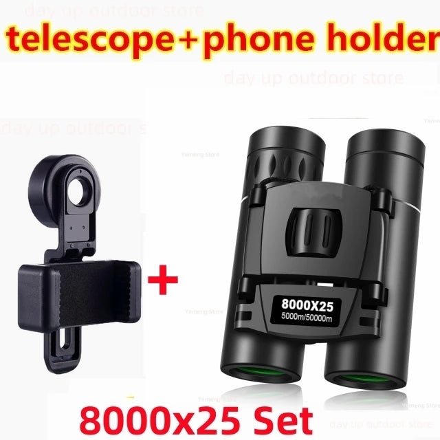 9000x25 HD Zoom Portable Powerful Binoculars Long Range BAK4 Telescope Jumelles Folding Optics for Outdoor Hunting Camping