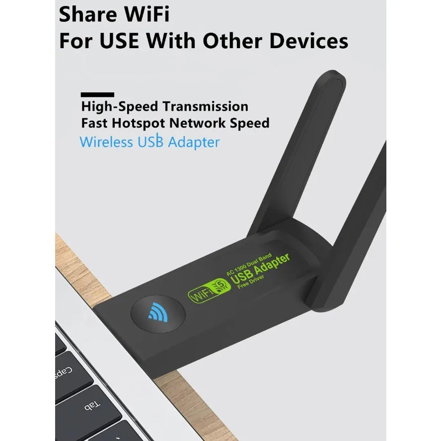 1300Mbps USB3.0 WiFi Adapter Dual Band 2.4G+5Ghz Wireless WiFi Dongle Antenna USB Ethernet Network Card Receiver for PC Desktop