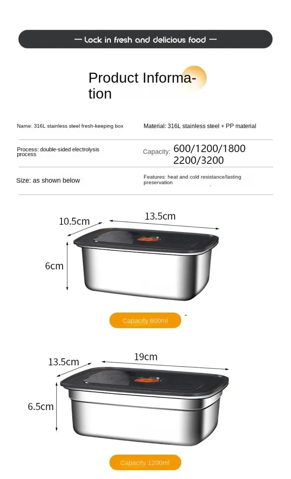 Stainless Steel Camping Lunch Box Sealed Microwave Suitable Preservation Box Large Capacity Leak-proof