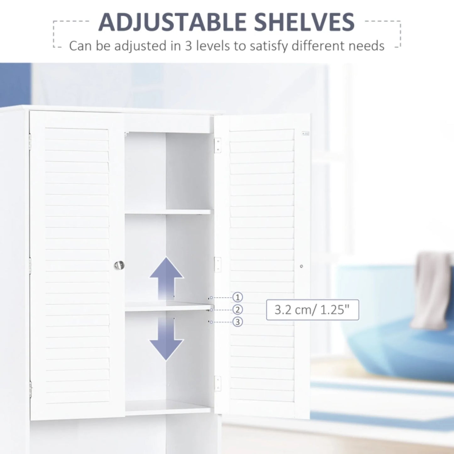 MDF Freestanding 6-Tier Bathroom Storage Cabinet White | UK