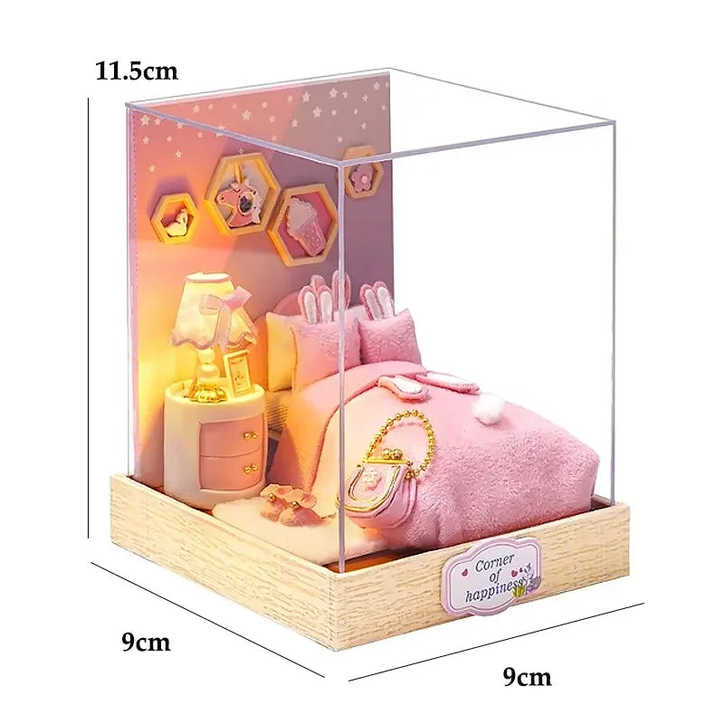 3D Puzzles Wooden Coffee Shop Mini Dollhouse Kit DIY Handmade Assembly Building Dollhouses Toys For Kids Birthday Gifts