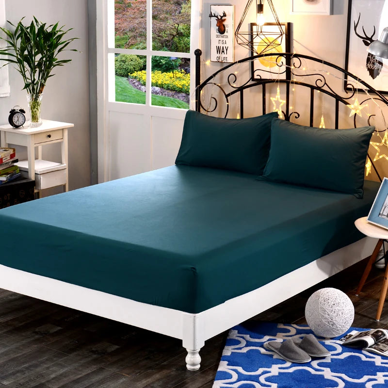 1Pc High Quality 100% Polyester Solid Color Fitted Sheet Mattress Cover Four Corners With  Elastic Band Bed Sheets