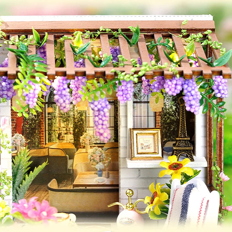 Mini Doll House DIY Small House Kit 3D Puzzle Assembly Model Building Room Bedroom Decoration With Dust Cover Wooden Craft Gifts