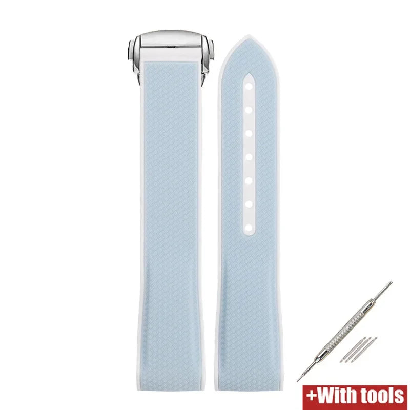Curved End Strap 20mm for Omega X Swatch Joint MoonSwatch Sport Silicone Rubber Folding Buckle Watch Band for Seamaster 300