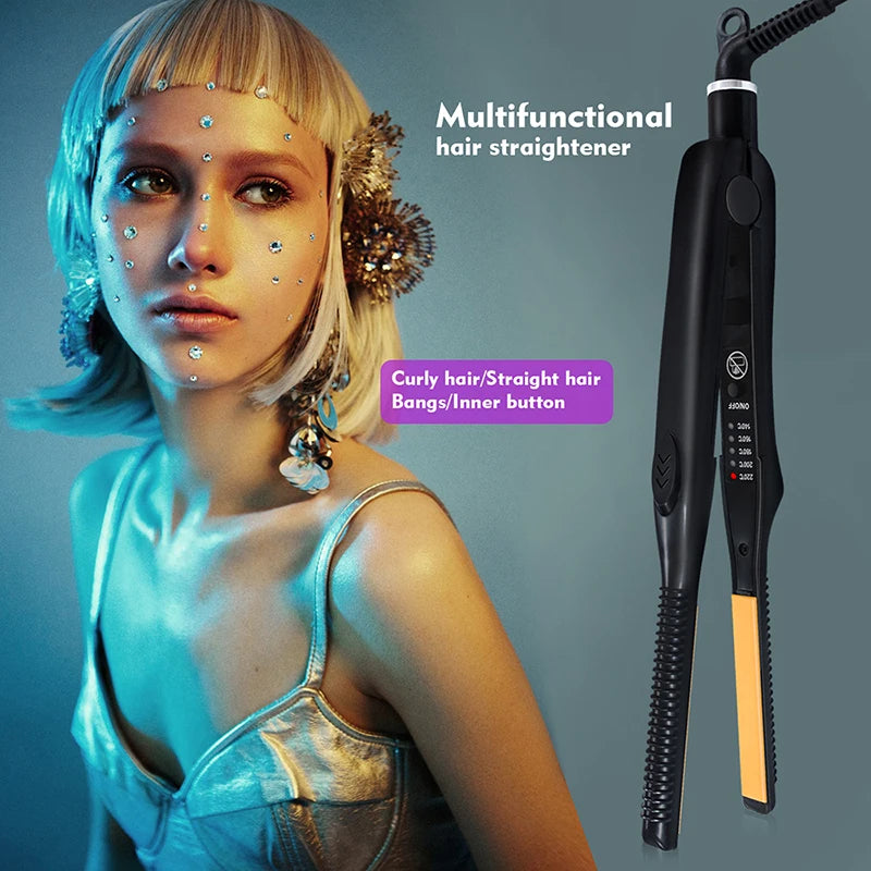 Mini Teddy Wave Hair Straightener Thin Pencil Flat Iron Titanium Professional Salon Hair Curler for Short Hair