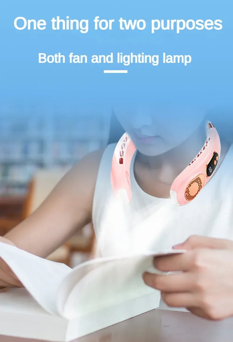 Personal Fan with LED Indicator, USB-C Charging, Long-Lasting 4000mAh Battery, Hands Free Bladeless Fan with 5 Adjustable Speeds