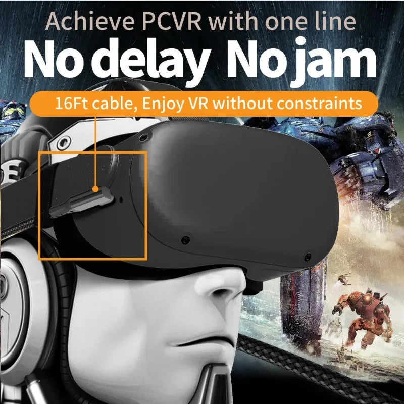 Virtual Reality VR Glasses Cable USB A To Type C 5M for Meta Oculus Quest 2 Quest2 Link Game Accessories Headset Helmet Gaming