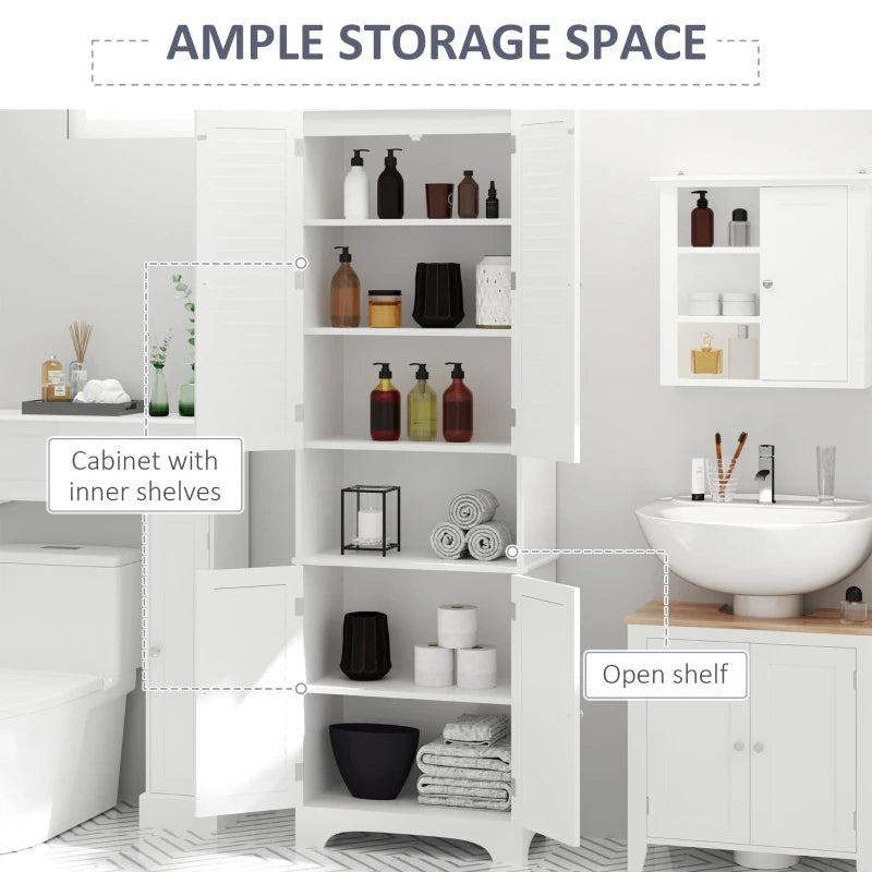 MDF Freestanding 6-Tier Bathroom Storage Cabinet White | UK