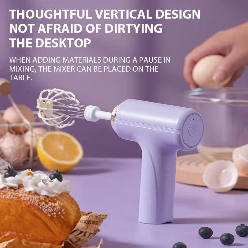 Handheld Electric Egg Beater Wireless Rechargeable Milk Frother Coffee Drink Mixer Milk Foamer Kitchen Tool For Cakes