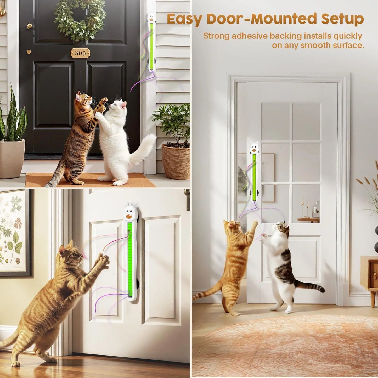 Electronic Cat Toys Wall Mounted Flying Rope Interactive Exercise Rechargeable Cat Enrichment Toys for Home Living Room Kitchen