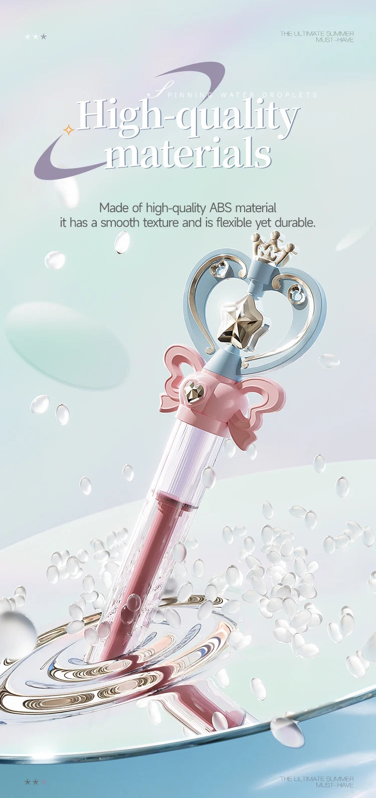 Magic Fairy Wand Water Gun Sparkling Summer Water Play Toy for Kids Adults Birthday Gift Water Battle Cannon