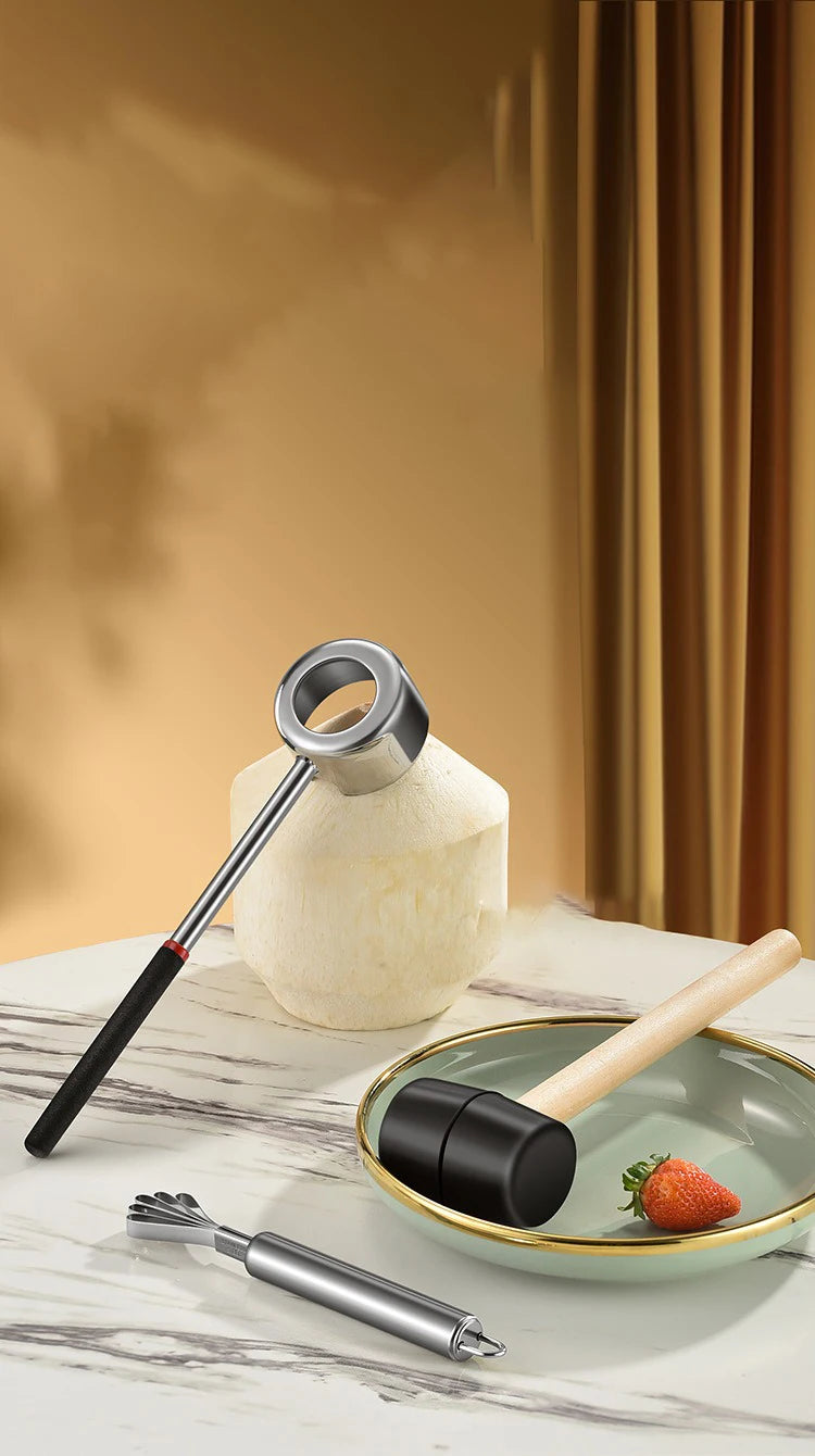 Coconut Opener Tools Creative Dual-purpose Hand Hole Puncher Hammer Coconut Breaker Kitchen Gadgets for Fresh Coconut Wate