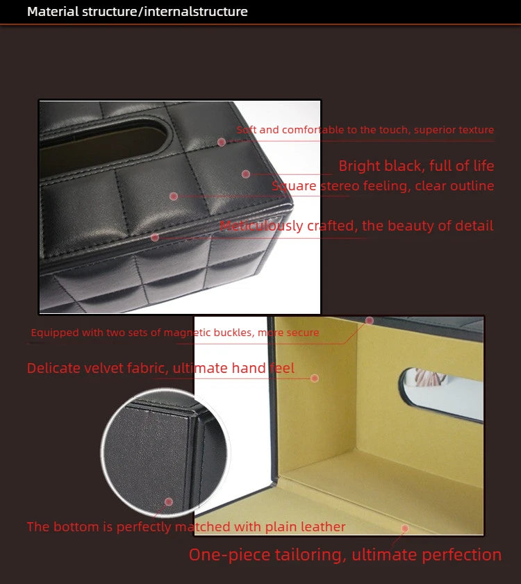 Elegant PU Leather Square Tissue Holder for Coffee Table, Decorative Napkin Paper Case for Home Hotel Restaurant Living Rooms