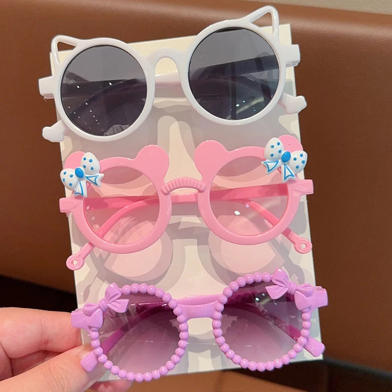 2/3Pcs Boy Girl Cute Bear Frame Bowknot Kids Children Fashion Glasses Eyewear