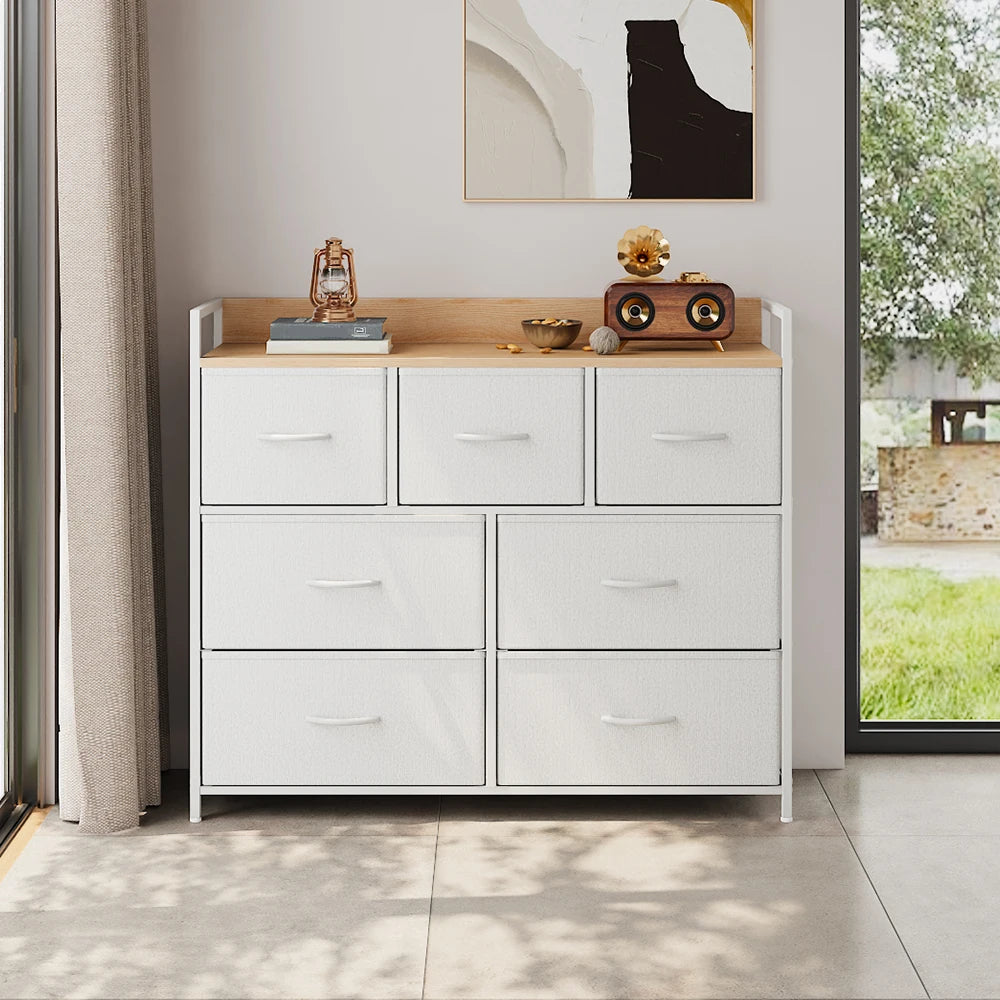 Voltsify White 7-Drawer Metal Frame Chest of Drawers