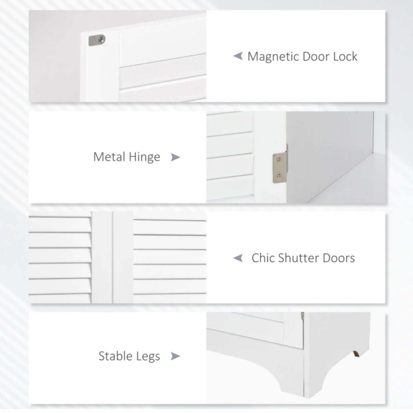MDF Freestanding 6-Tier Bathroom Storage Cabinet White | UK