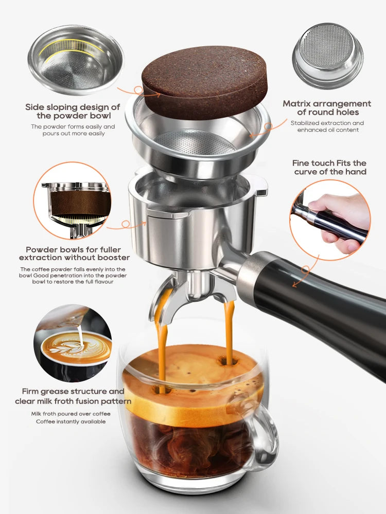 HiBREW H10A Black Espresso Machine Temperature Volume Pre Brewing Adjustable 58mm Portafilter Cappuccino Coffee Maker