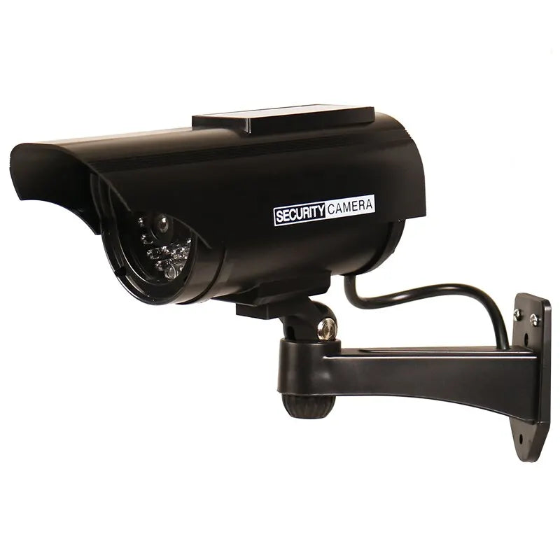 1PC Solar Powered Dummy Fake Security Camera Bullet Security Simulated Surveillance System,No Wiring Required, Red LED Lights
