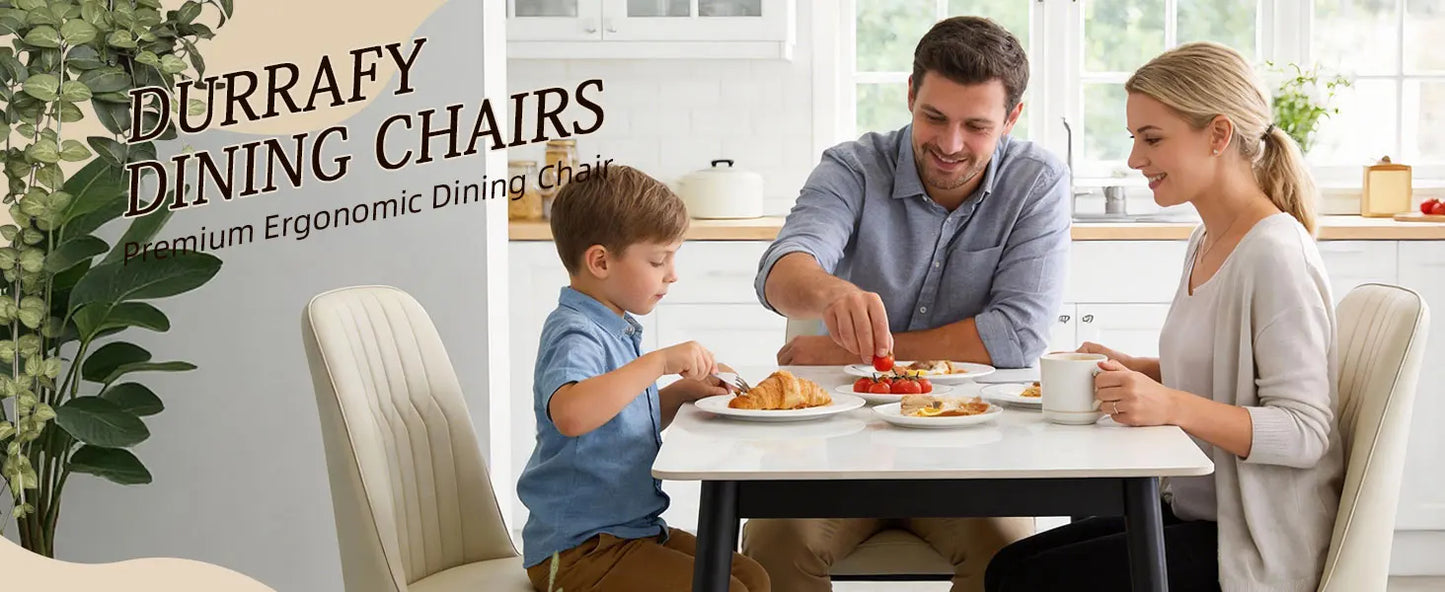 Durrafy High Back Dining Chairs 6-Piece Set, Modern Kitchen Side Chairs, Durable Metal Legs, Easy Cleaning for Daily Use