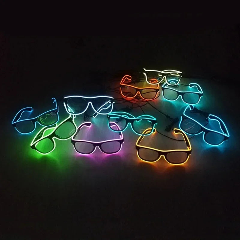 New Cool Flashing Glasses EL Wire LED Glasses Glowing Party Supplies Lighting Gift Bright Light Festival Party Glow Sunglasses
