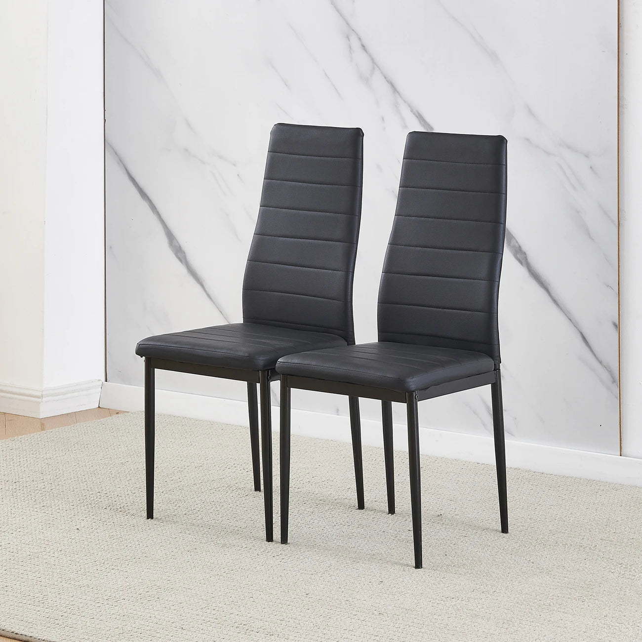 BonChoice Set of 2/4/6 Dining Chairs PU Leather/Velvet High Back With Metal Legs For Dining Room Kitchen Restaurant Office