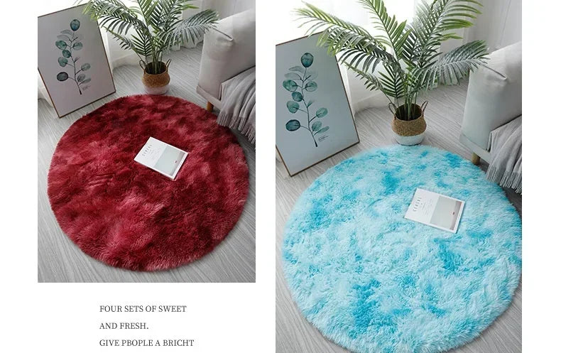 Super Soft Plush Round Rug Mat Fluffy White Carpets For Living Room Home Decor Bedroom Kid Room Decoration Salon Thick Pile