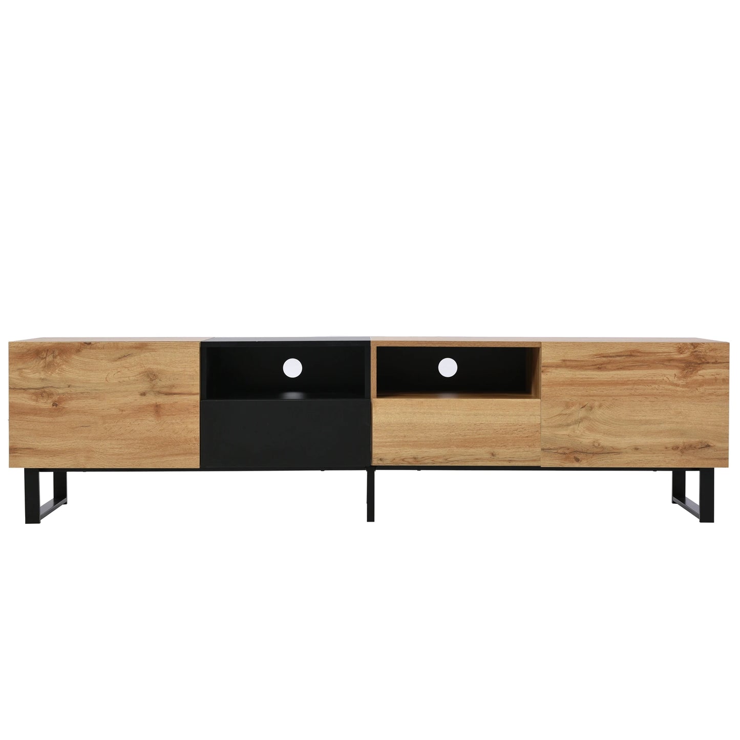 PINGGO Modern Minimalist TV Cabinet Large Capacity Storage Cabinet With Doors And Drawers Wood Grain Design TV Media Console