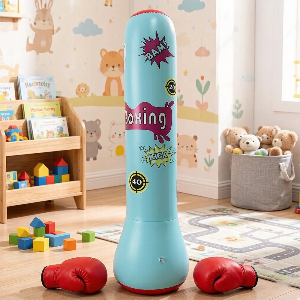 Inflatable Punching Column Thickened PVC Standing Water Fill Sandbag Home Fitness Boxing Tumbler With Matching Boxing Gloves