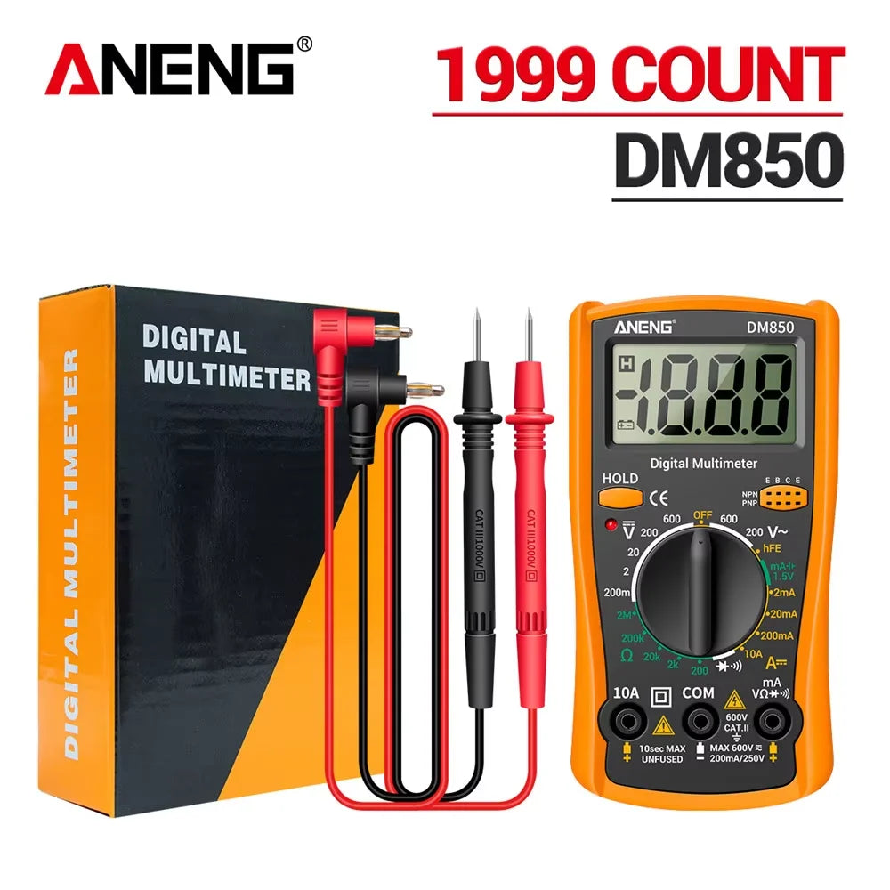 Smart Digital Multimeter Automatic 1999 Count AC/DC Current Voltage Handheld ANENG DM850 Buzzer Resistance Diode Electrician Tes