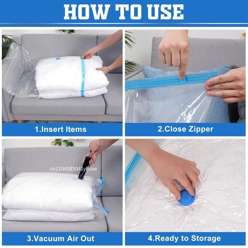 1-10pcs Thickened Vacuum Compression Bag,Transparent Quilt Vacuum Bags, Storage Bags, Household Clothing Storage and Sorting Bag