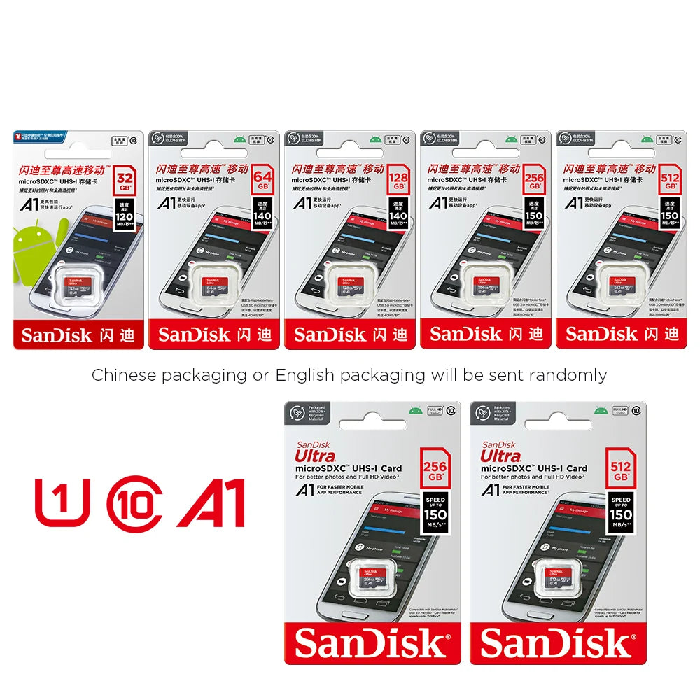 100% Original SanDisk Micro tf SD Card Class 10 TF Card 32GB 64GB 128GB Memory Card for Phone Tablet Flash Card
