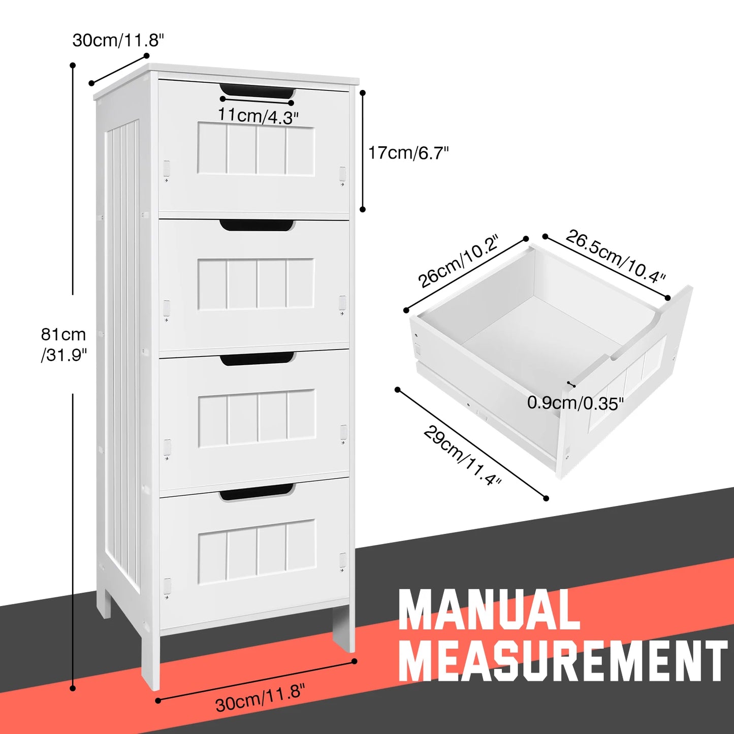 Bathroom Storage Cabinet 4 Drawers Floor Standing Modern Waterproof Bathroom Cabinet Space Saver Home Furniture Cabinet PVC