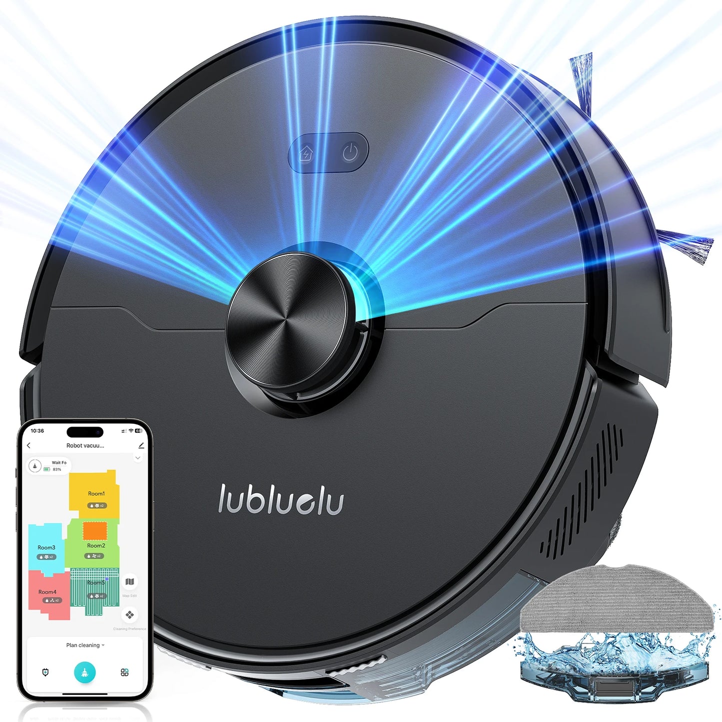 Lubluelu L15 Ultra  Robot Vacuum Mop Combo 5500Pa Robot Vacuum Auto-Charging  5 Maps 24 No-go Zones 3 In 1 Robot Vacuum Cleaner