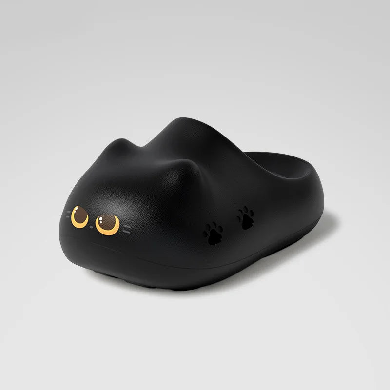 Kawaii Kitty Designer Slippers Women's Bottom Cat Paw Shoes Winter Warm Waterproof Mules Clogs Woman Kitten Home Slipper Adult
