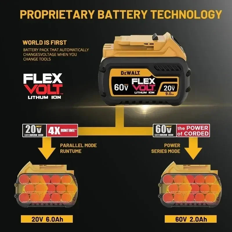 DeWALT Original Battery 20V/60V 6Ah 9Ah MAX FlexVolt for DCB606 DCB205 DCB206 DCB209 DCB182 Power Tool