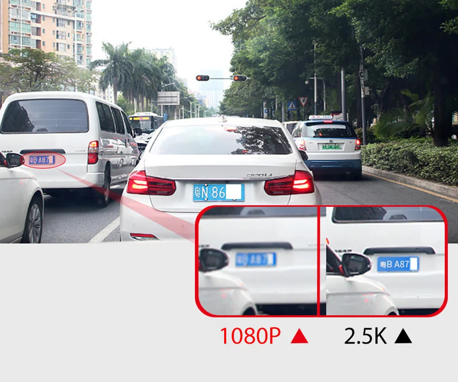 E-ACE 2.5K Mirror Camera For Car Touch Screen Video Recorder Rearview Mirror Dashcam 1440P GPS Wifi 24H Parking DVR Black Box